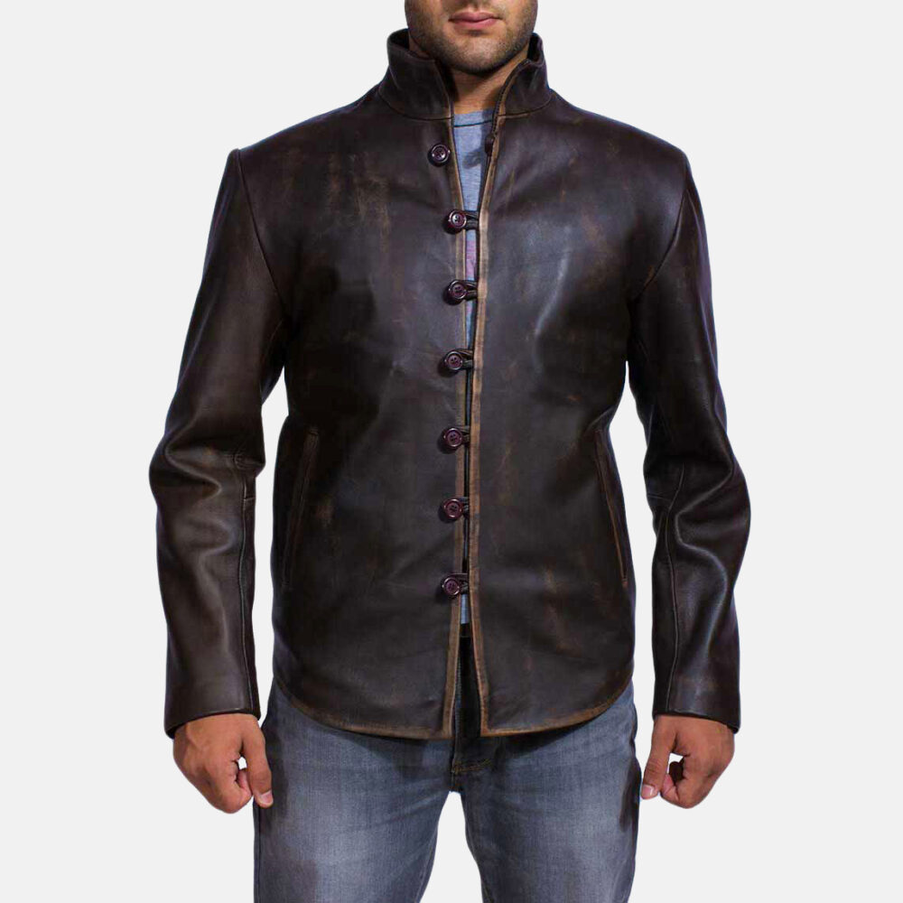 Mens Drakeshire Brown Leather Jacket-