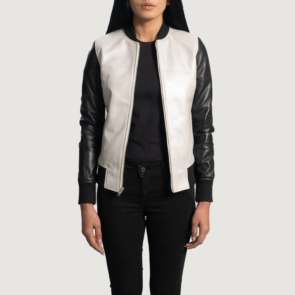 Cole Silver Real Leather Bomber Jacket