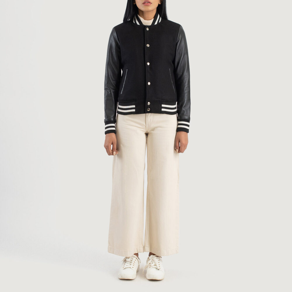 Savant Black Hybrid Varsity Leather Jacket - Image 6