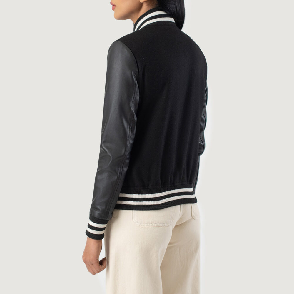 Savant Black Hybrid Varsity Leather Jacket - Image 4