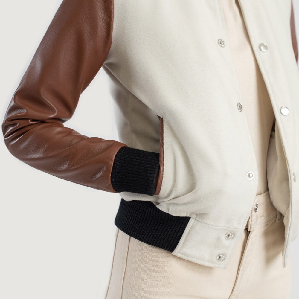 Savant Brown Hybrid Varsity Leather Jacket - Image 5