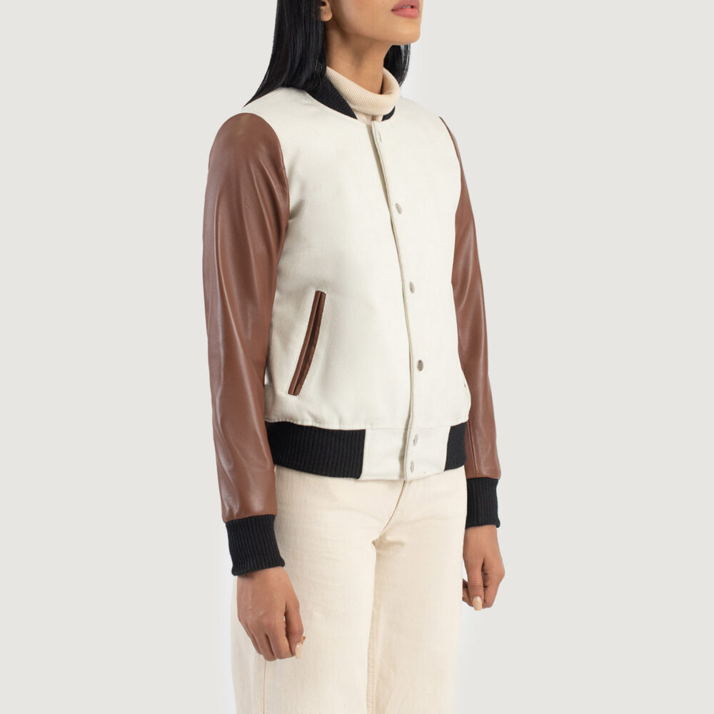 Savant Brown Hybrid Varsity Leather Jacket - Image 3