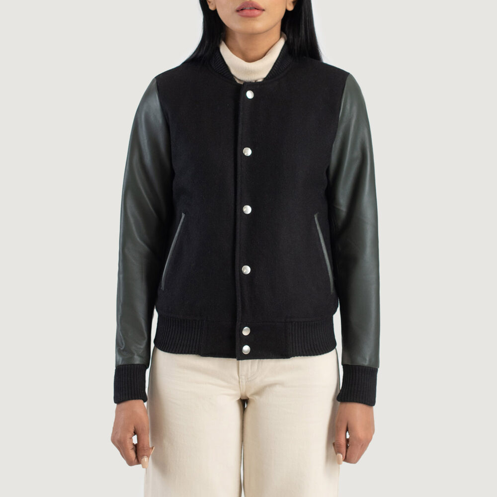 Women's+Savant+Green+Hybrid+Varsity+Jacket+Close+Front-5-