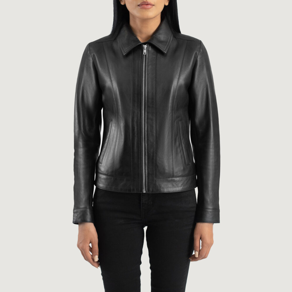 Women's+Vixen+Black+Classic+Collar+Leather+Jacket+Close+Front-5-