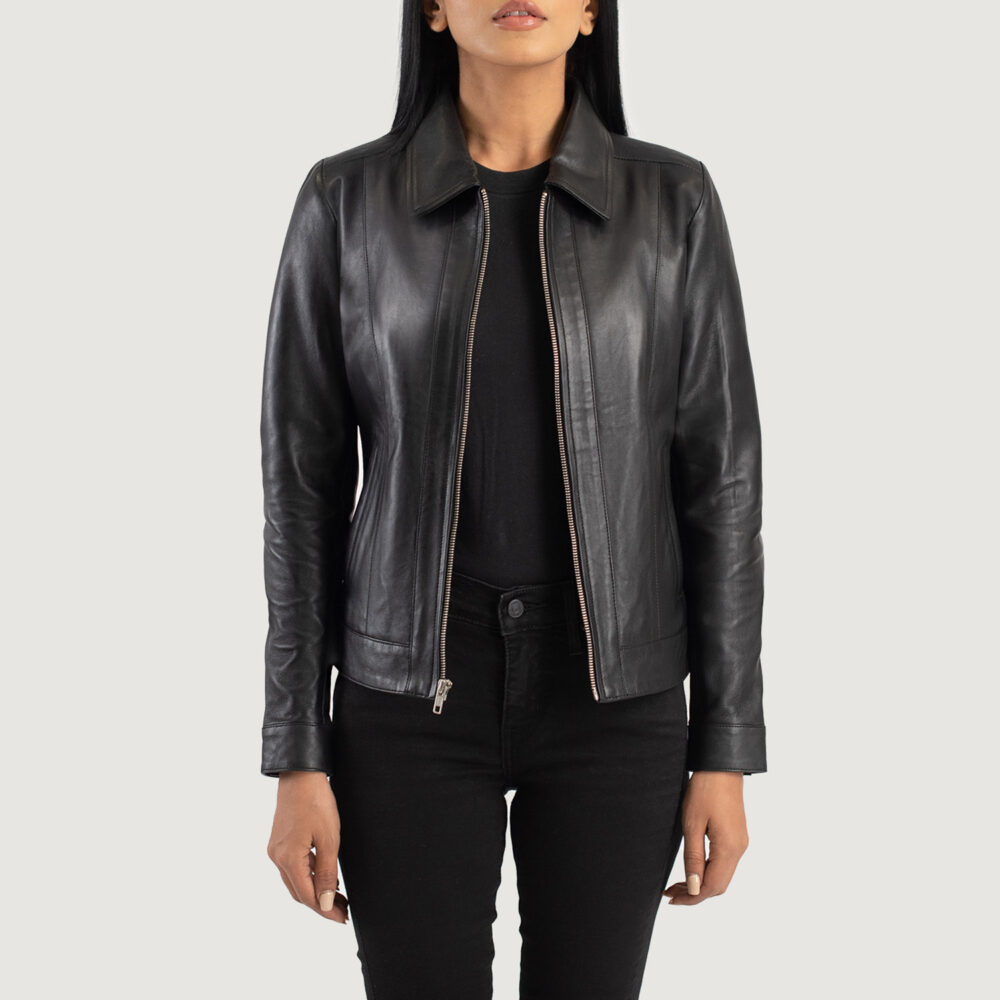 Vixen Black Classic Collar Real Leather Jacket