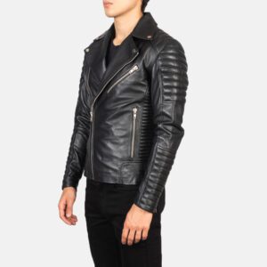 Men's+Armand+Black+Leather+Biker+Jacket+Side+Pose-3-