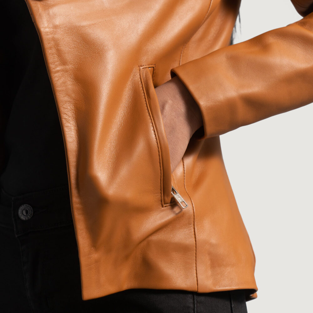 Women's+Lee+Tan+Brown+Leather+Blazer+Close-Up-9-