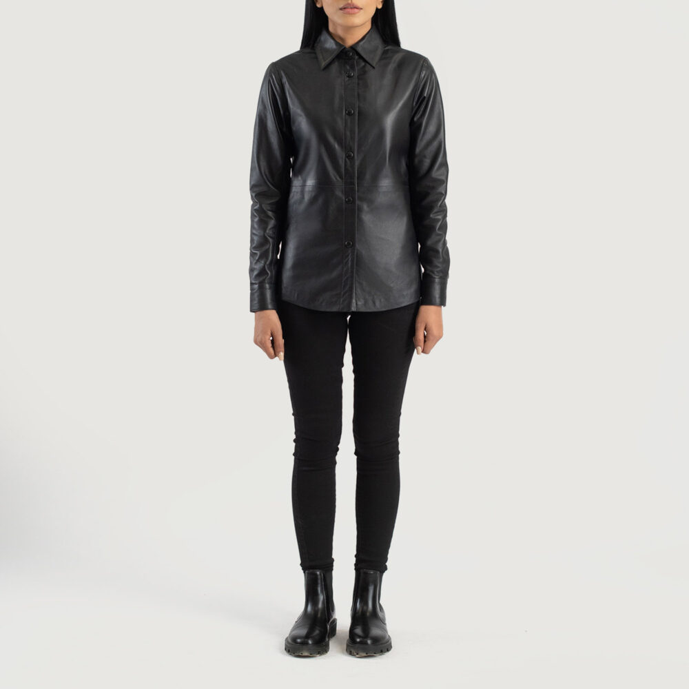 Zenith Black Real Leather Shirt Jacket - Image 6