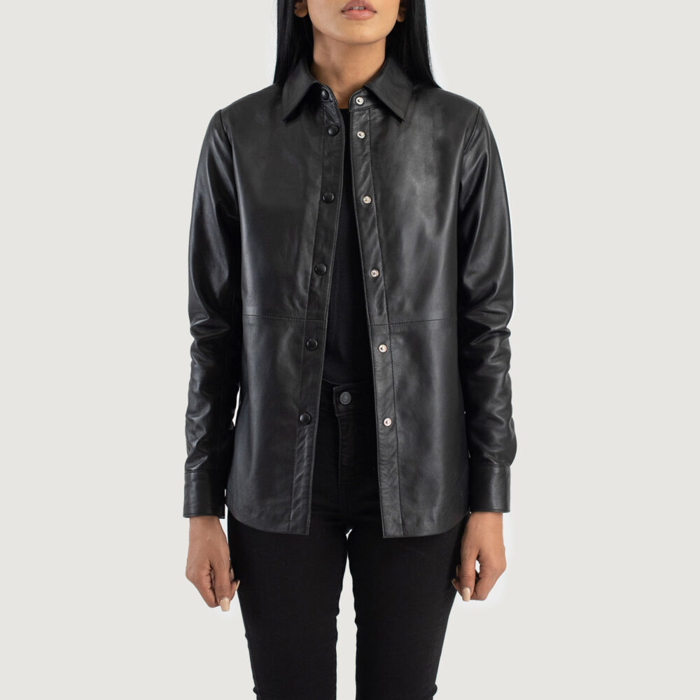 Zenith Black Real Leather Shirt Jacket - Image 2