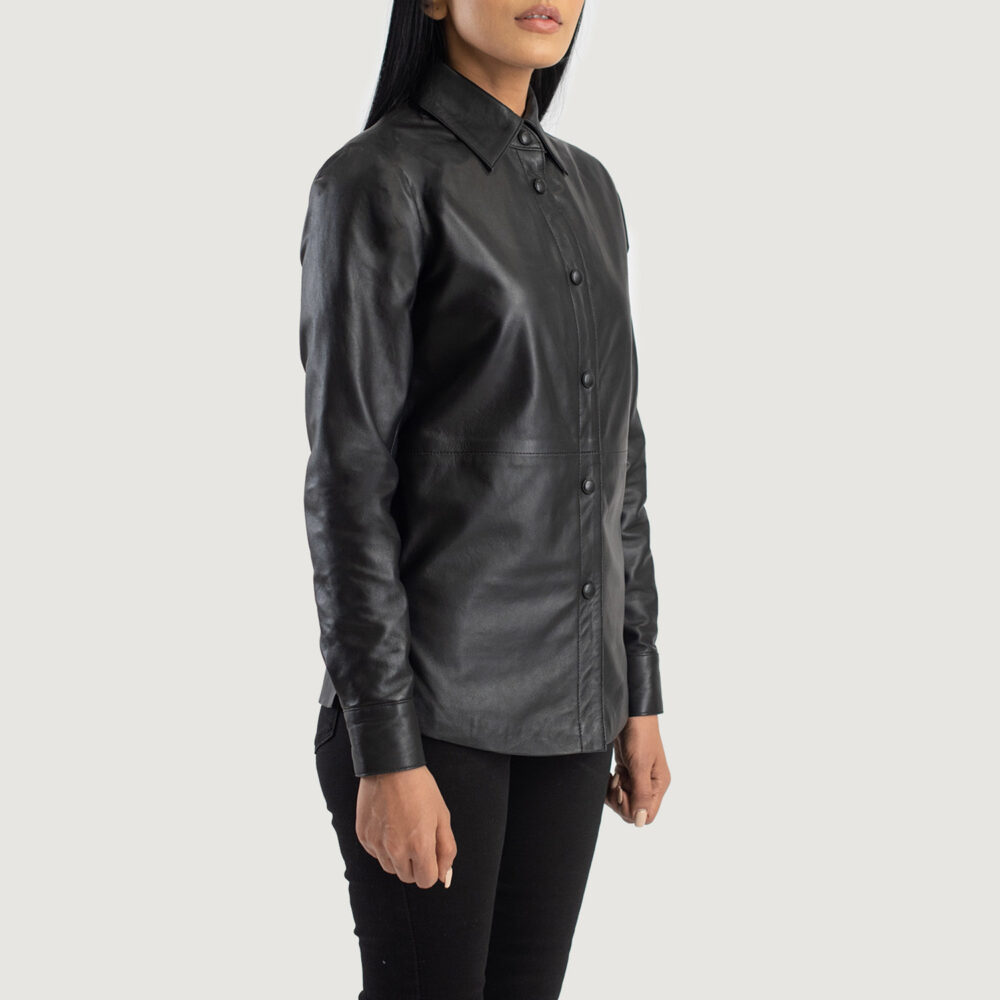 Zenith Black Real Leather Shirt Jacket - Image 4