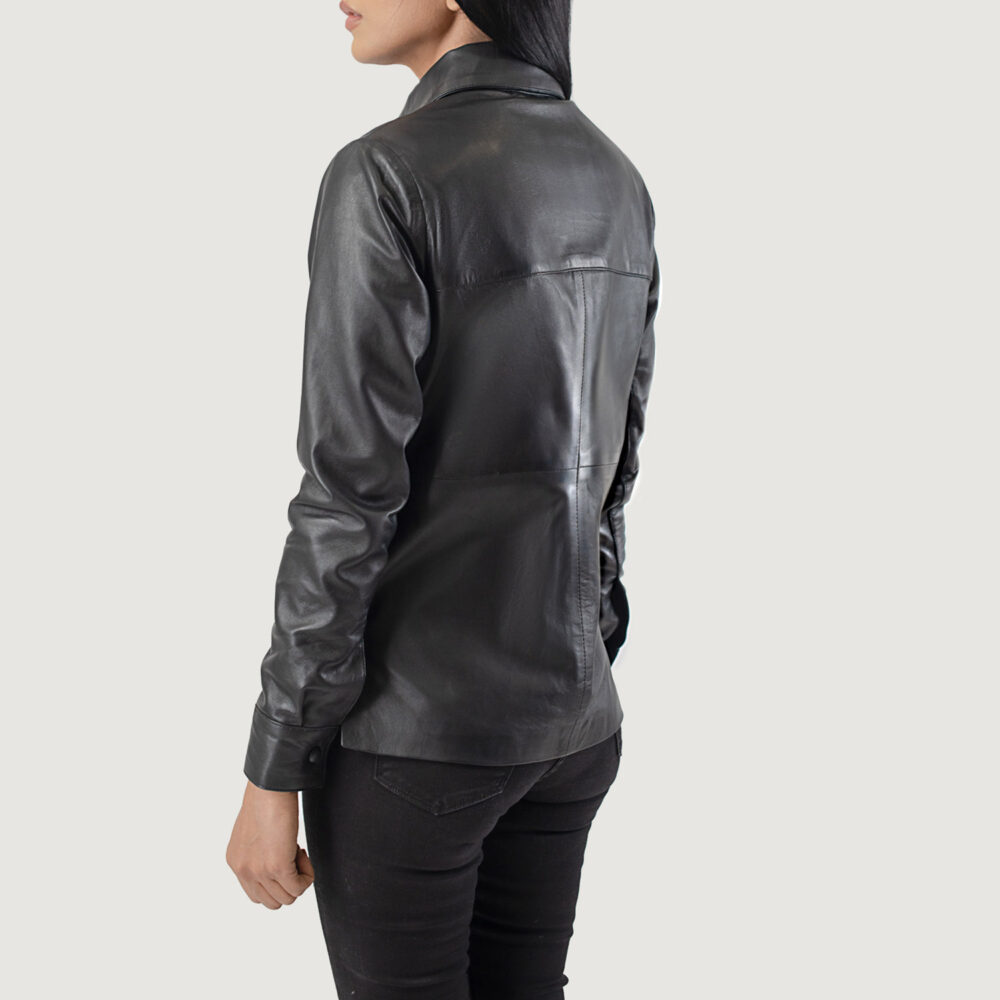 Zenith Black Real Leather Shirt Jacket - Image 5