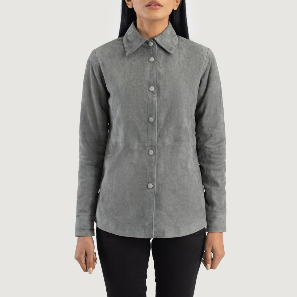 Women's+Zenith+Grey+Suede+Shirt+Jacket+Close+Front-5-