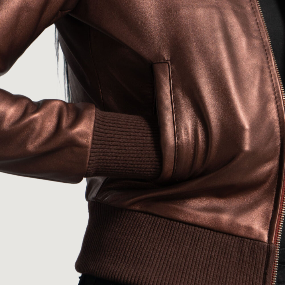 Women's+Reida+Maroon+Leather+Bomber+Jacket+Close-Up-9-