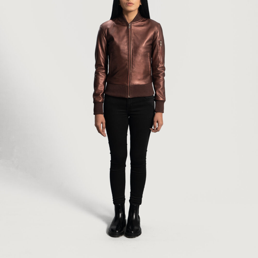 Women's+Reida+Maroon+Leather+Bomber+Jacket+Full+Length-2-