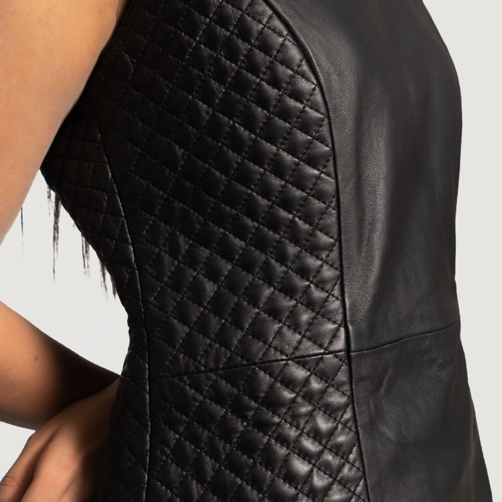 Luxe Black Real Leather Dress - Image 5