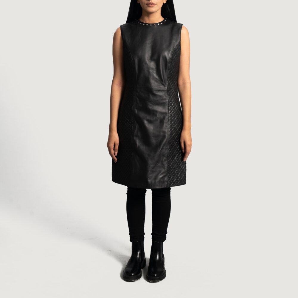 Luxe Black Real Leather Dress - Image 6
