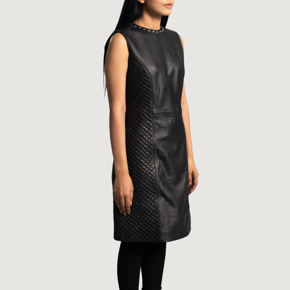 Luxe Black Real Leather Dress - Image 2
