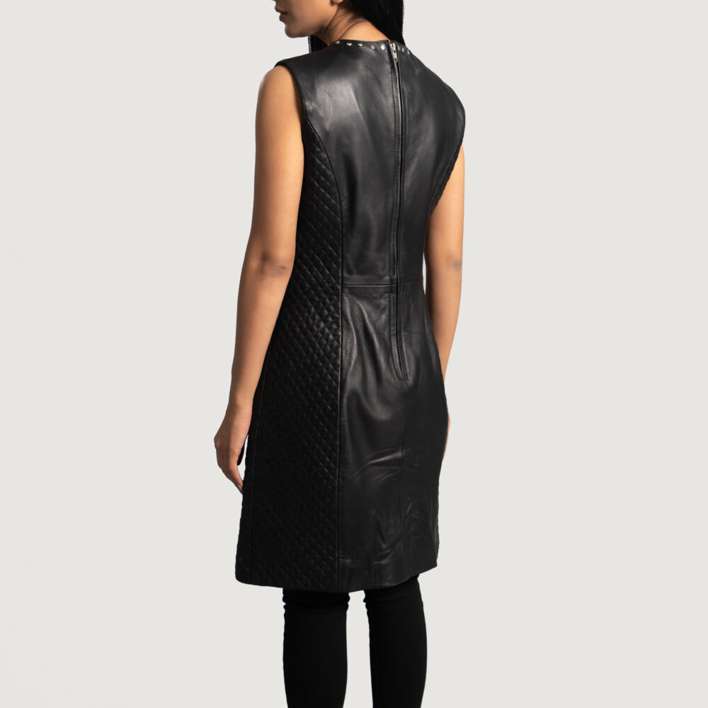 Luxe Black Real Leather Dress - Image 3