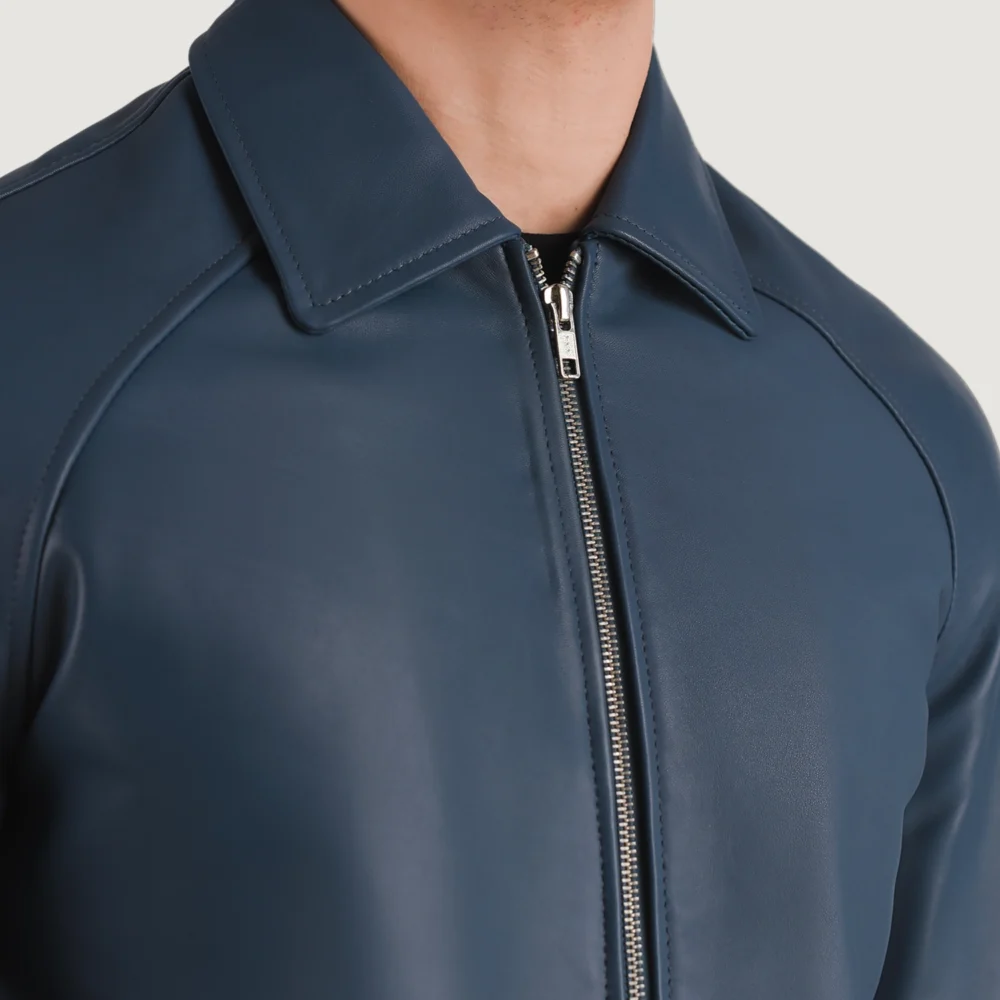 Walton Blue Real Leather Varsity Jacket - Image 2