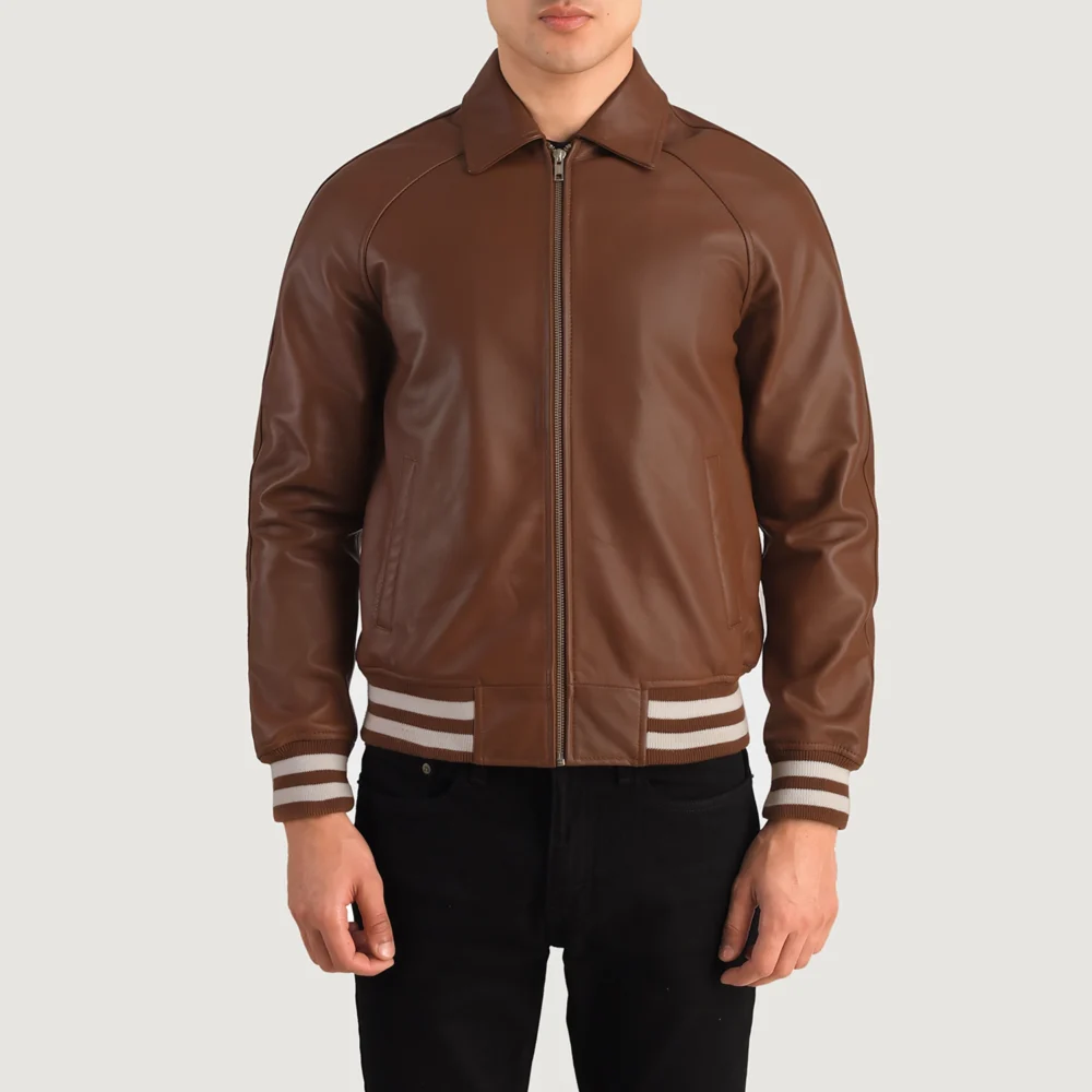 Walton Brown Leather Varsity Jacket