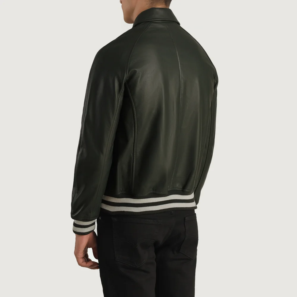 Walton Green Real Leather Varsity Jacket - Image 6