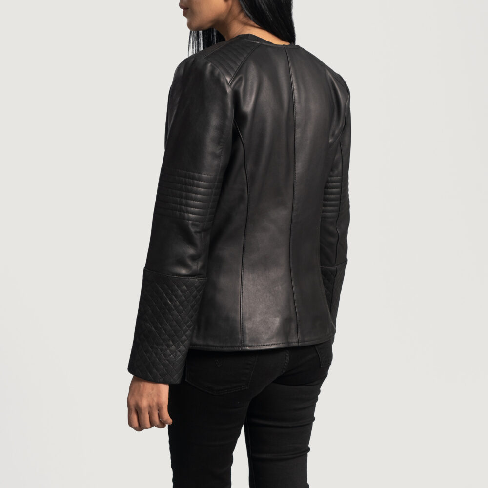 Nexi Quilted Black Real Leather Jacket