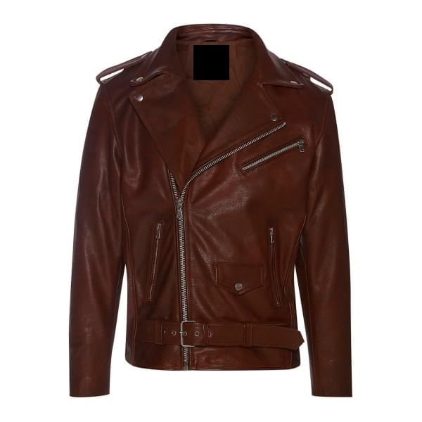 Men Classic Real Leather Brando Style Biker Jacket - Image 5