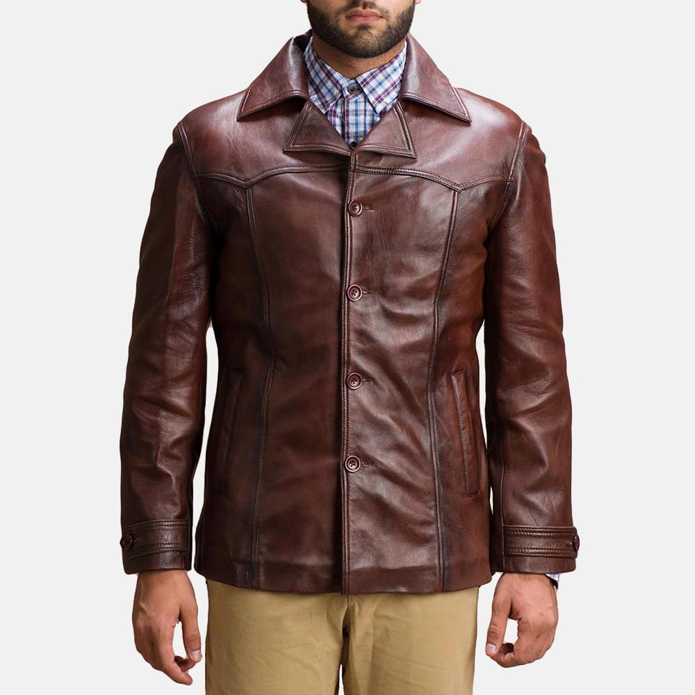 Mens Vincent Alley Brown Leather Jacket-1