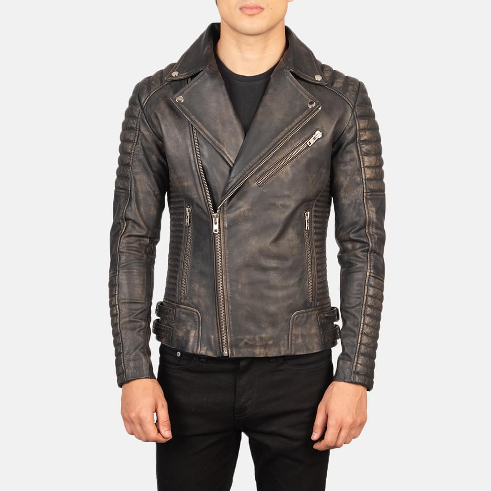 Men's+Armand+Distressed+Brown+Leather+Biker+Jacket+Close+Front-5-