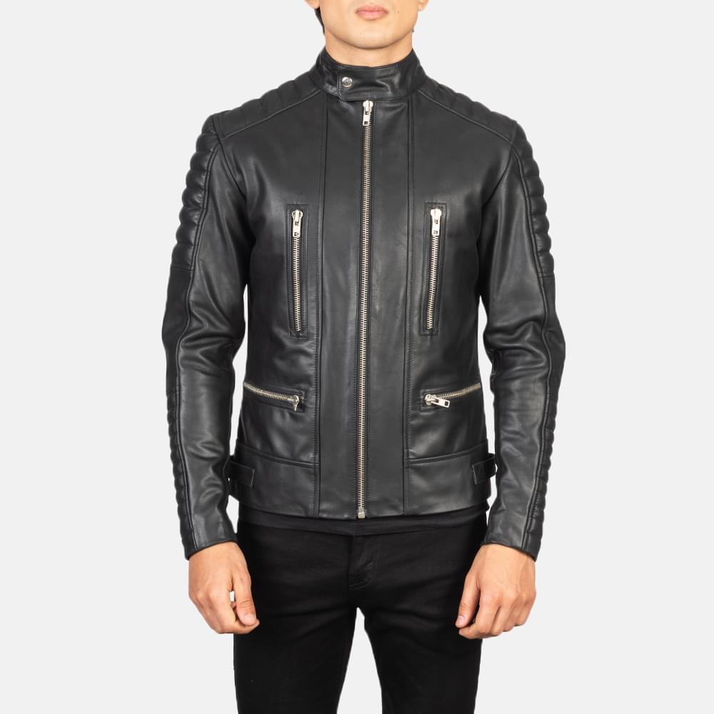 Men's+Damian+Black+Leather+Biker+Jacket+Close+Front-5-