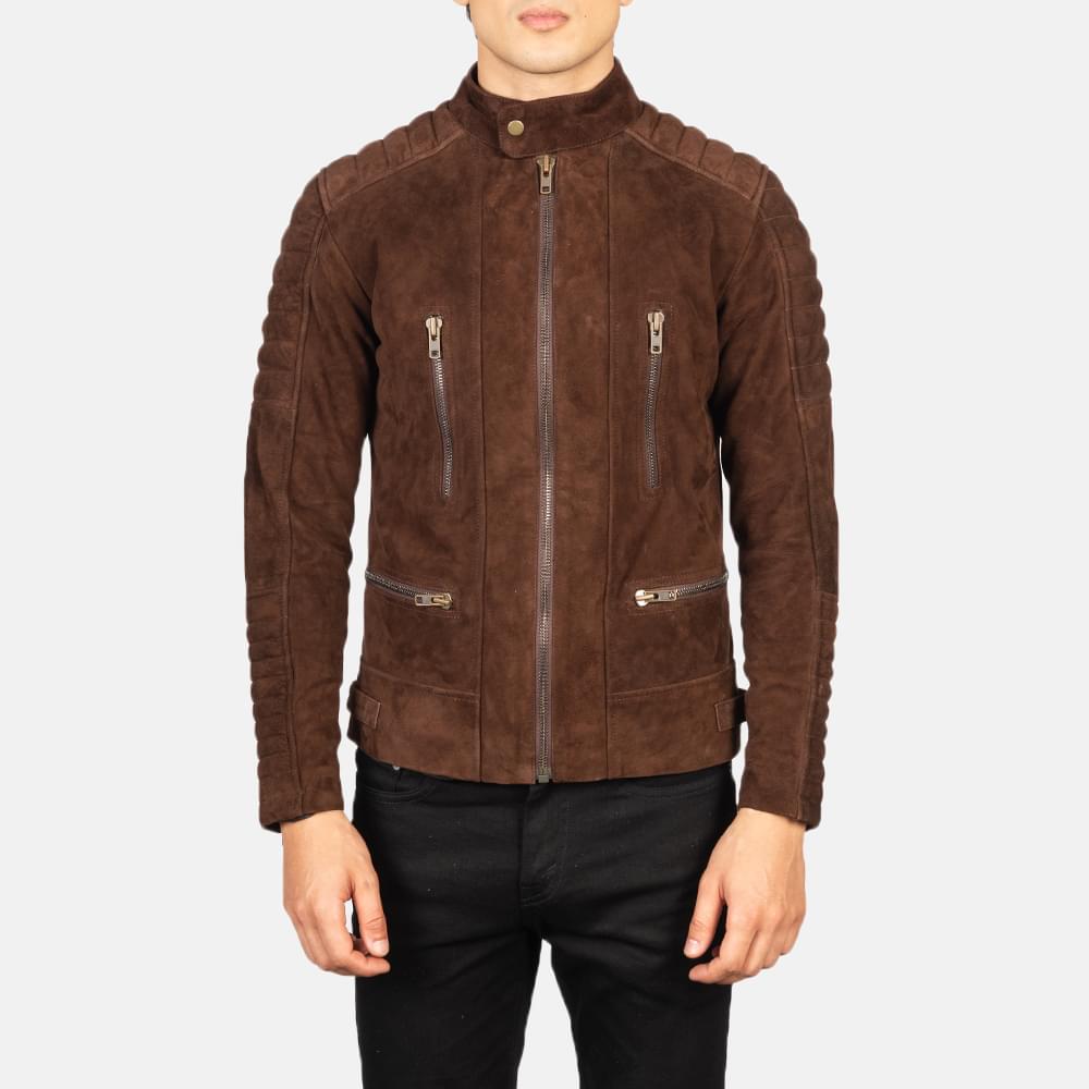 Men's+Damian+Mocha+Suede+Biker+Jacket+Close+Front-5-